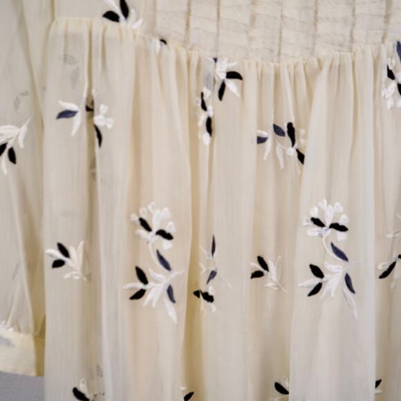 Feather Bone Anthropologie Feuille Embroidered Tunic Dress Ivory Womens Size 8 - Picture 7 of 10